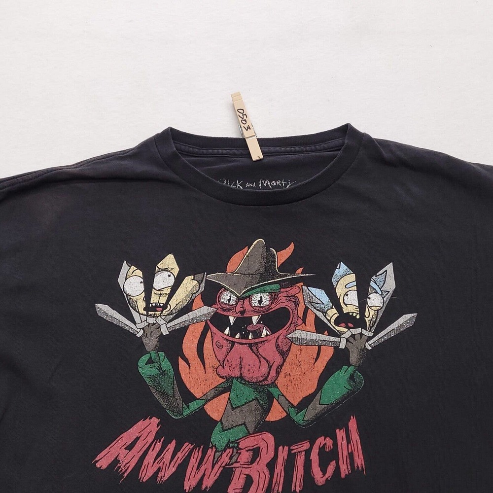 Adult Swim Rick and Morty Graphic Casual T Shirt Mens Size Large L Black